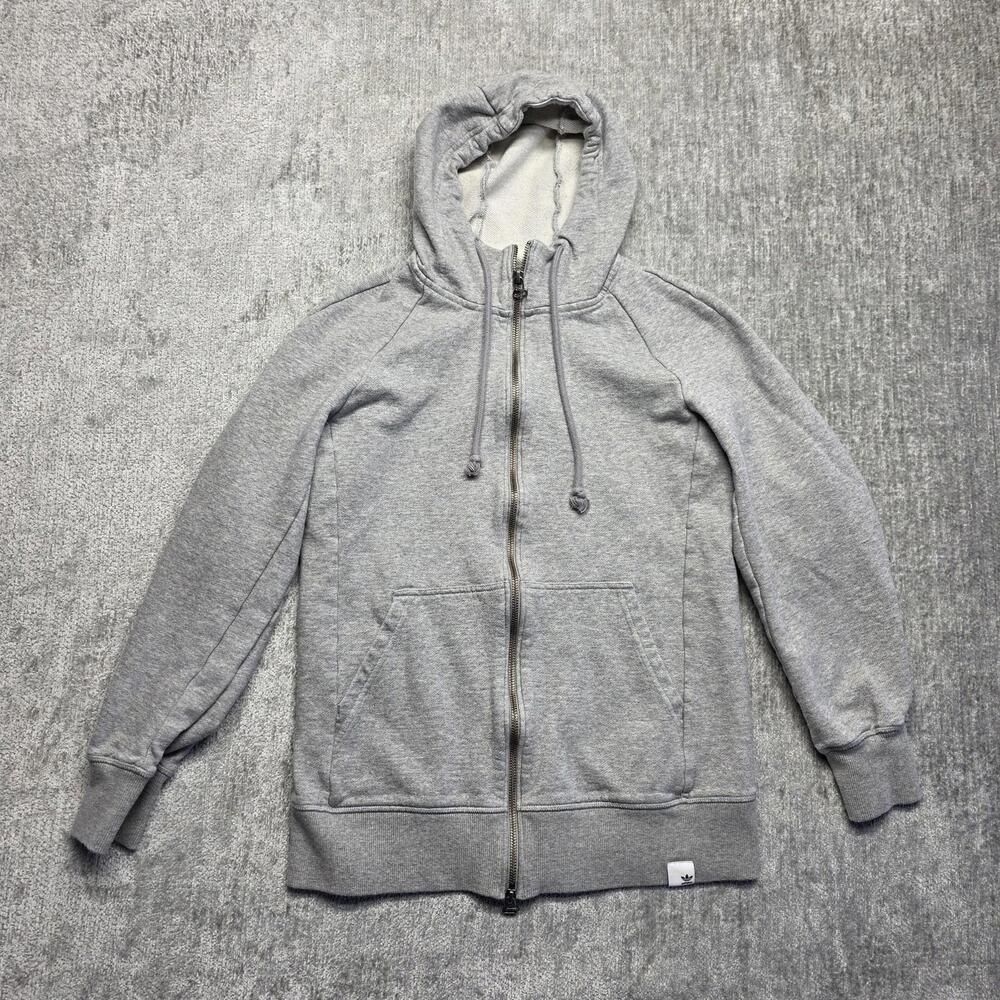Adidas Hoodie Mens‎ Small Gray Full Zip Trefoil Logo Sweatshirt BQ3090 Classic